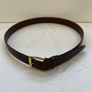 Brown Belt Women's Gold Tone Buckle Leather About 40 " 5 Holes 36/90 Made In USA